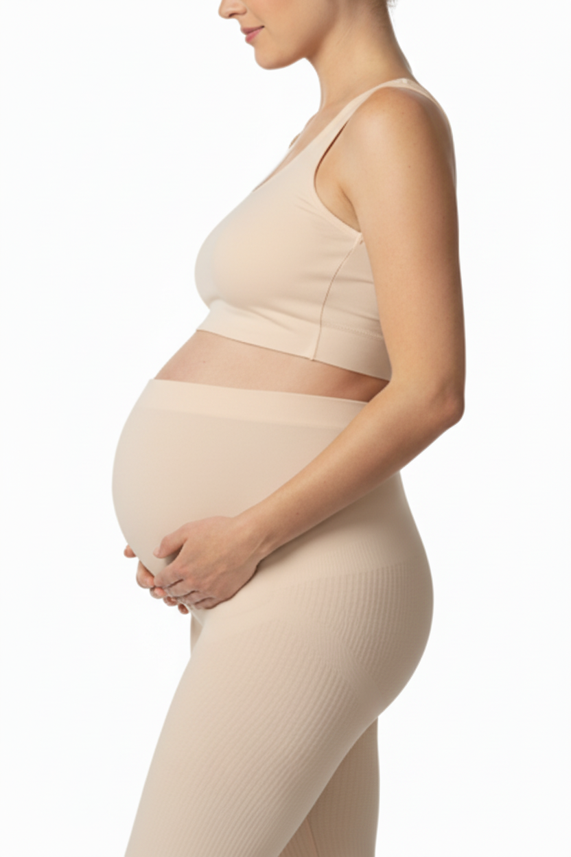 Beige maternity compression set